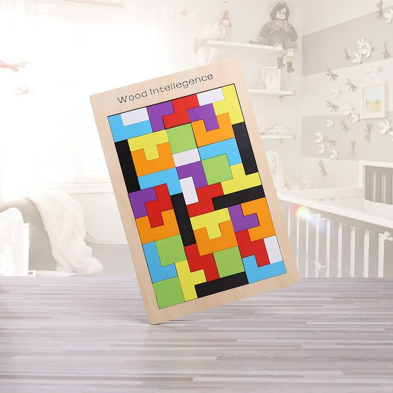 Tetris Wooden Puzzle Wooden Building Block Game Puzzle Children'S Educational Toys - Image 1